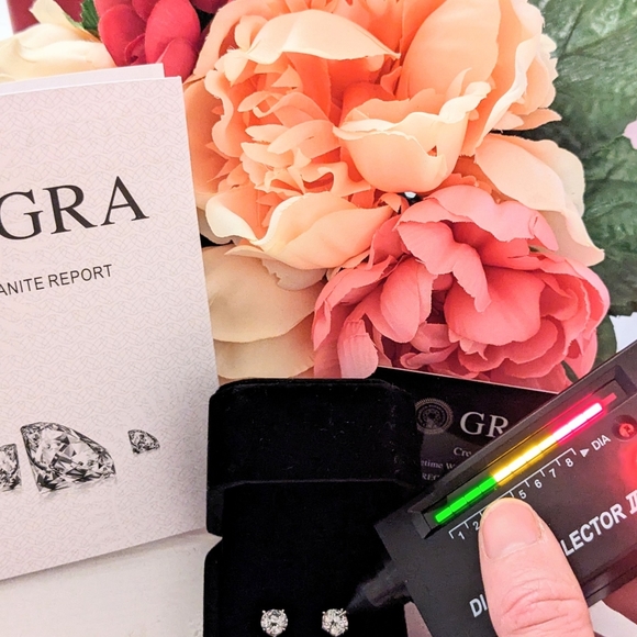 1 CT x 2 Moissanite Earrings, 4 Prong, 925 Sterling Silver - Picture 12 of 12